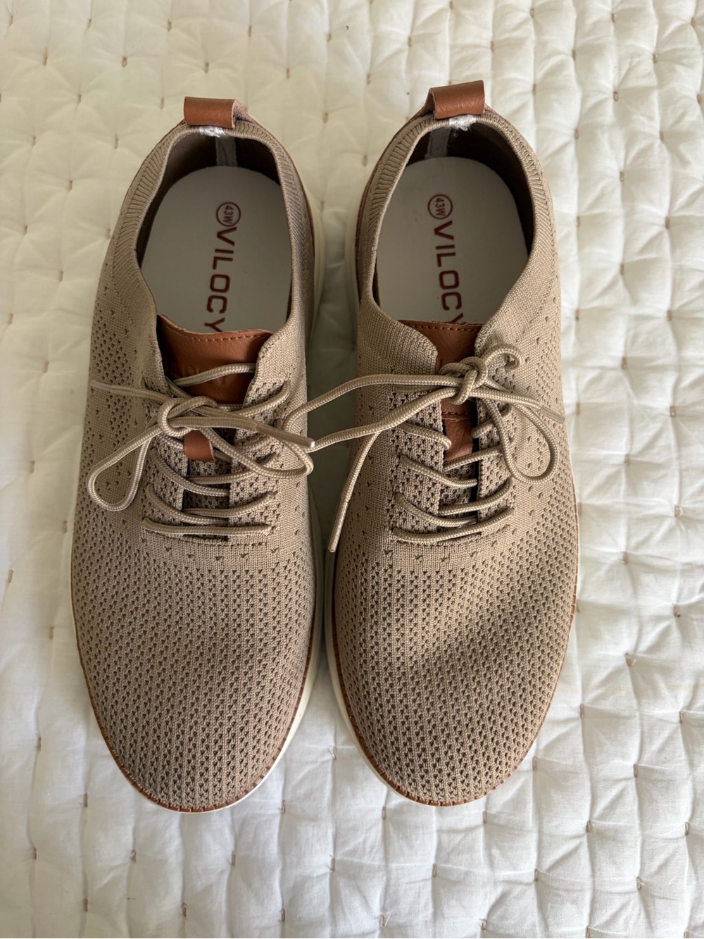 Vilocy Men’s Knit Lace-Up Oxford Shoes in Taupe